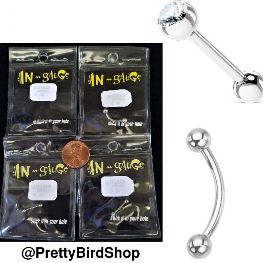 Set of 4 BARBELL body pierce 12-18 G steel piercings earrings body jewelry